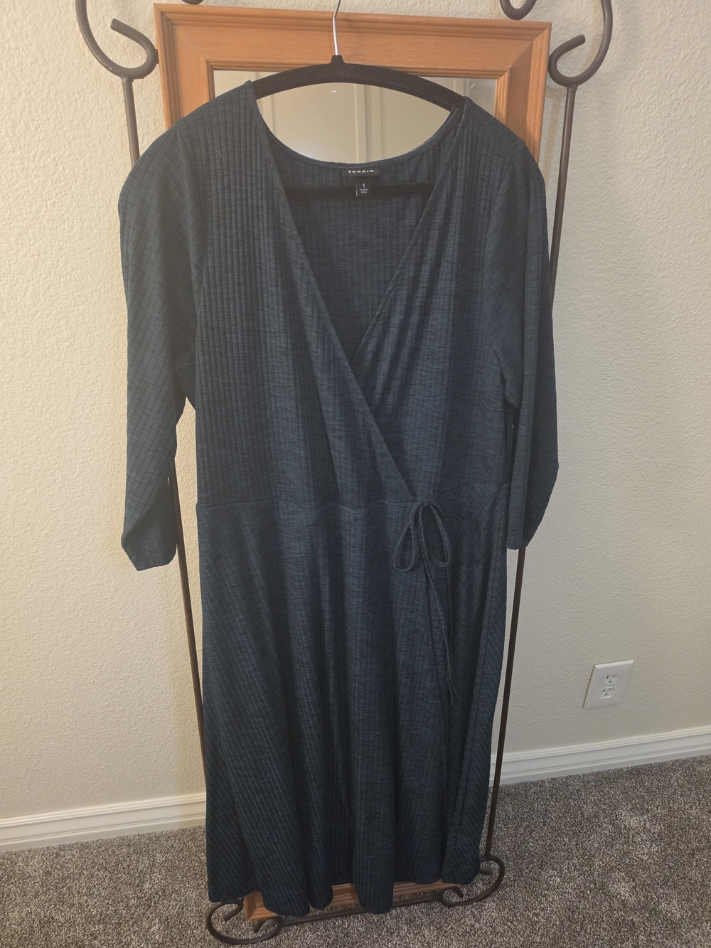 Torrid Dark Teal Faux Wrap Midi Dress
